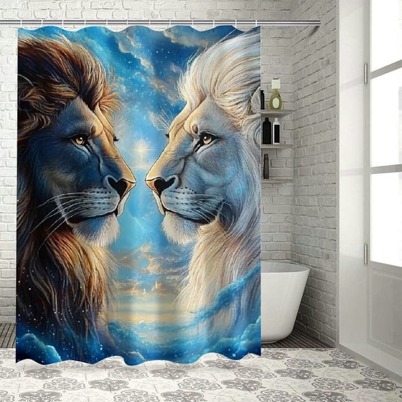 Patifu Lions Sky Airbrush Painting Shower Curtain with Hooks 36"x72