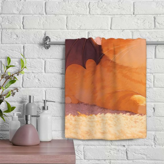 Patifu Little Devil Orange Cat Microfiber Hand Towel Soft Polyester Bath Towel 29.5x13.8 Inches 29.5x13.8in