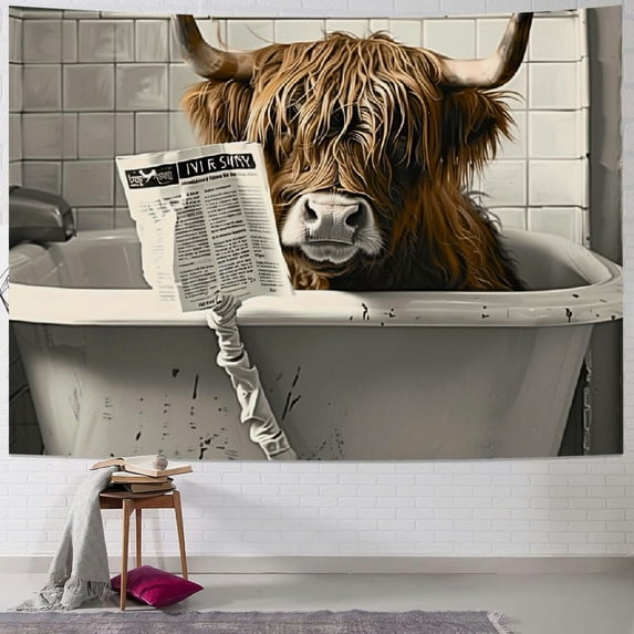 Patifu Long-haired Cow Tapestry Wall Hanging Unique Style for Home Decor - Graphic Tapestries for Living Room Bedroom Dorm 40x60inch
