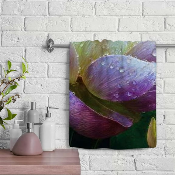 Patifu Lotus After Rain Absorbent Hand Towels 100% Polyester Microfiber for Kitchens Bathrooms Showers 29.5x13.8 Inches 29.5x13.8in