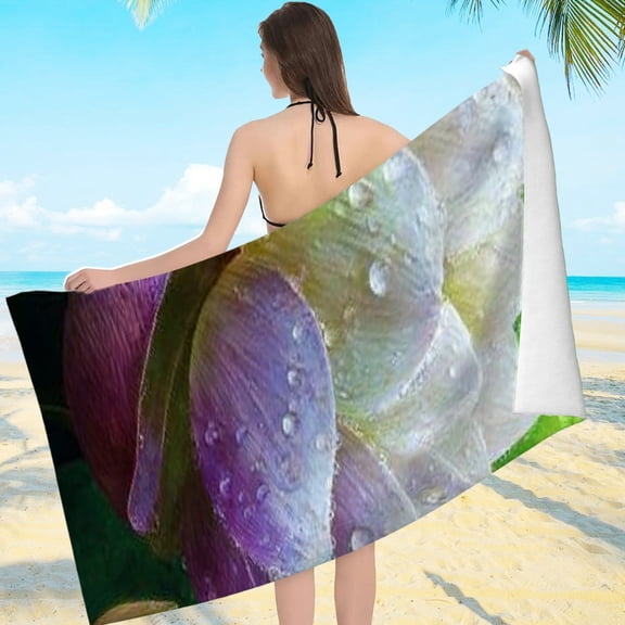 Patifu Lotus After Rain Compact Lightweight Microfiber Beach Towel Ultra-Soft Quick Dry 80*160cm