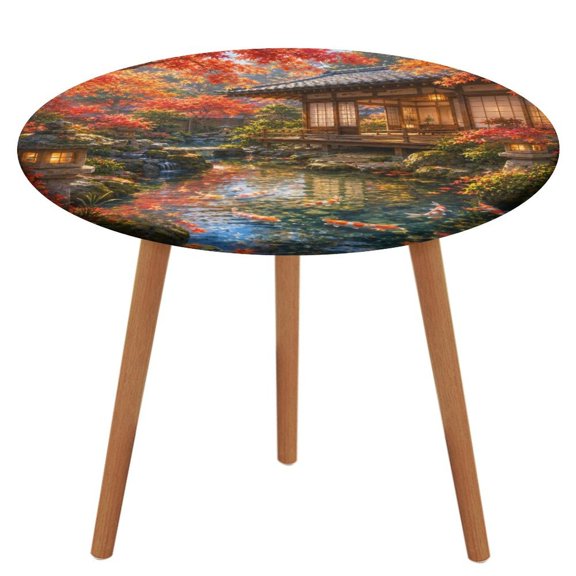 Patifu Maple Koi Japanese Courtyard Table Cloth, Waterproof Oil-Proof, Wipeable Spill-Proof Table Cover for Dining Table, Heavy Duty Durable Tablecloth for Kitchen, Party, Picnic, Home Decor,