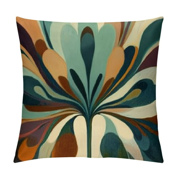 Patifu Mid Century Modern Throw Pillow Cushion Cover Set Retro Botanical Ornaments in an Abstract Form Atomic Art, Decorative Accent Double-Sided Printing, Laurel Green Ginger Khaki 12x12in