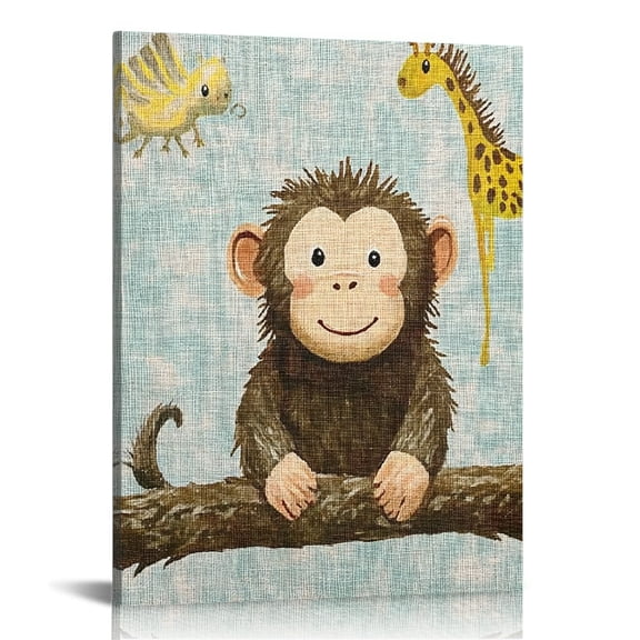 Patifu Monkey Canvas Print for Living Room Bedroom Home Office Wall Decor 12x16 in