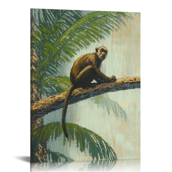 Patifu Monkey Tree Jungle Canvas Print Wall Art Home Decor 12x16 in