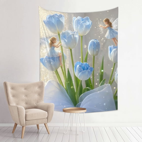 Patifu Moonlight Tulip Vertical Print Wall Hanging Tapestry for Bedroom Dorm Living Room Aesthetic Home Decor 30*40in