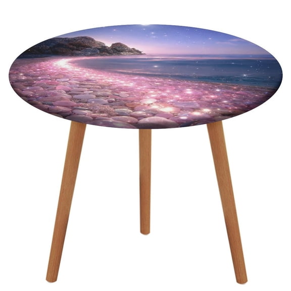 Patifu Moonlit Pink Crystal Beach Table Cloth, Waterproof Oil-Proof, Wipeable Spill-Proof Table Cover for Dining Table, Heavy Duty Durable Tablecloth for Kitchen, Party, Picnic, Home Decor,