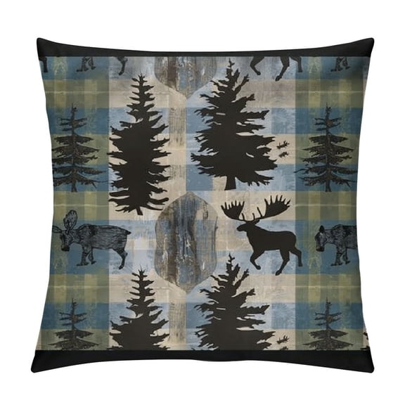 Patifu Moose Trees Bear Graphic Decorative Cushion Throw Pillow Cover 18x18in