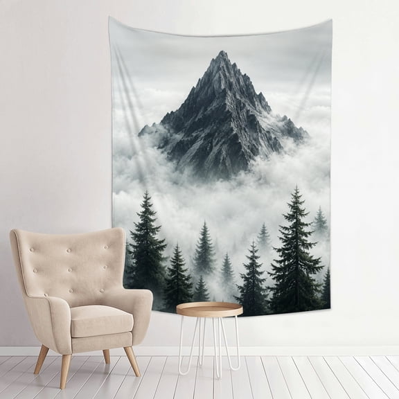 Patifu Mountain Peak Clouds And Pine Forest Vertical Polyester Tapestry Wall Hanging for Bedroom Dorm Living Room Home Decor 30*40in