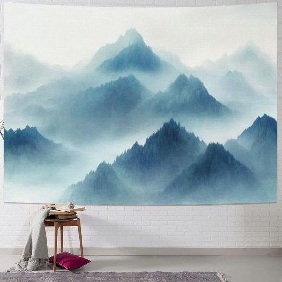 Patifu Mountain Tapestry Wall Mountains in Fog Landscape Tapestry Wall Art Bed Tapestry Tapestry Present for Families 60x50inch