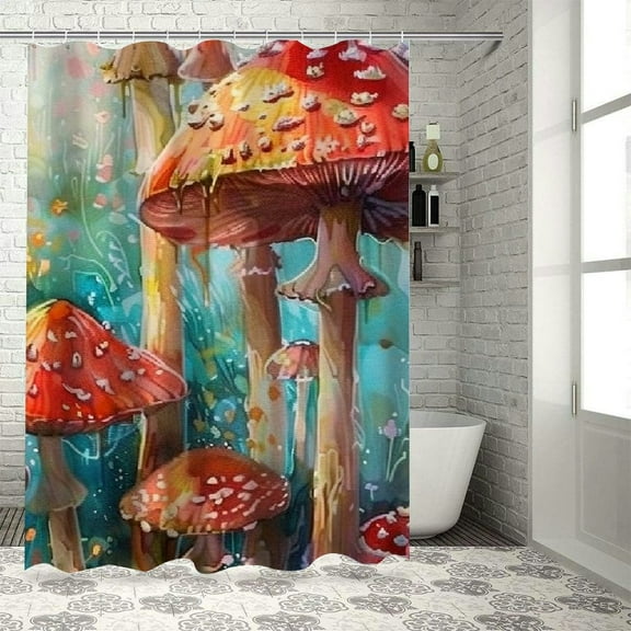 Patifu Mushrooms Flowers Fantasy Art Home Bathtubs Bathroom Curtain Decoration Washable Shower Curtain with Hooks 36"x72