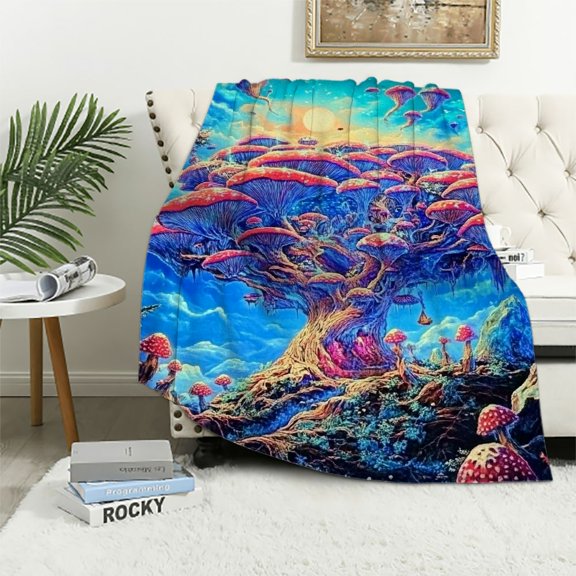 Patifu Mushrooms Warm Lightweight Blanket Soft Fleece Blankets All Seasons Gift for Cow Lovers 40x50in