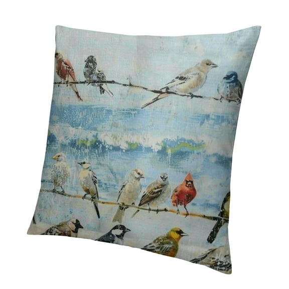 Patifu Oil Painting Lovely Birds Decorative Pillow Covers Tree Branch Decorations Throw Pillow Cases Vintage Home Patio Art Chair Decor Square Cushion 12x12in