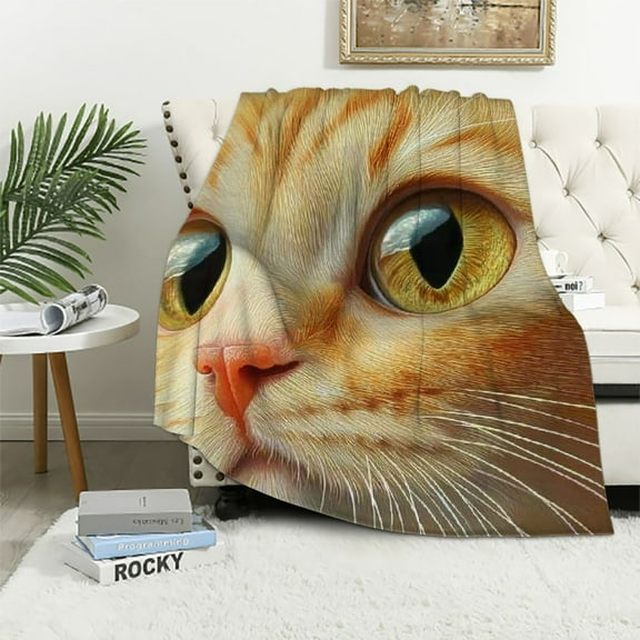 Patifu Orange Cat Blanket  Throw Blanket for Bed Sofa Travel and Camping, Super Soft Cozy Flannel Plush Blanket, Orange Cat Blanket for All Seasons Orange Cat Decor Gift for Adult Kids  40x50in