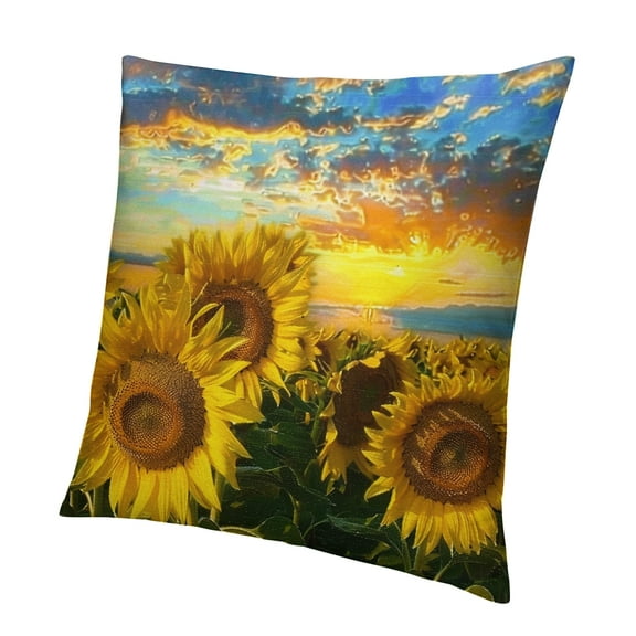 Patifu Outdoor Patio Throw Pillow Cover Sunflowers on a Field and Sunset Farmhouse Décor Outside Furniture Swing Seat Bench Chair Decorative Cushion Cases Deep Seat Bed Couch Sofa 20x20in