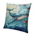 thumbnail image 1 of Patifu Outdoor Patio Throw Pillow Cover Watercolor Whale Farmhouse Décor Outside Furniture Swing Seat Bench Chair Decorative Cushion Cases Deep Seat Bed Couch Sofa 12x12in, 1 of 5