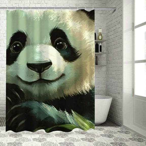 Patifu Panda Bear Bathroom Shower Curtain Set Chic Modern Decor with Hooks 100% Polyester Waterproof Fabric 36"x72