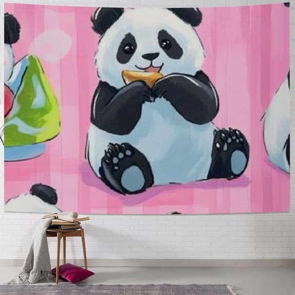 Patifu Panda Bear Tapestry Wall Hanging Unique Style Graphic Tapestries Home Wall Decor Art for Living Room Bedroom Apartment Farmhouse Dorm - Soft Lightweight Fabric Various Sizes 40x60inch