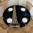 thumbnail image 1 of Patifu Paris Night Sky Surrealism Round Tablecloth Stain-Resistant Washable 100% Polyester Waterproof Fabric Indoor Outdoor Restaurant Wedding Party Decor 46"-50, 1 of 8