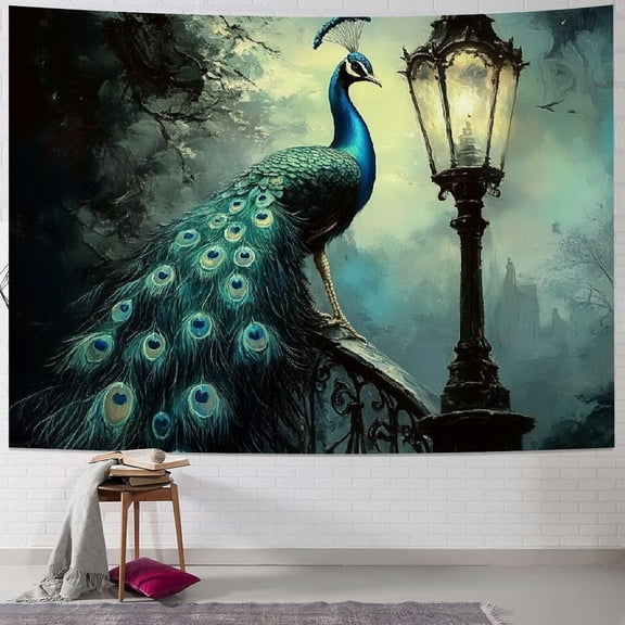 Patifu Peacock Fantasy Art Tapestry Wall Hanging Unique Style Graphic Tapestries Home Wall Decor for Living Room Bedroom Apartment Farmhouse Dorm 60x50inch
