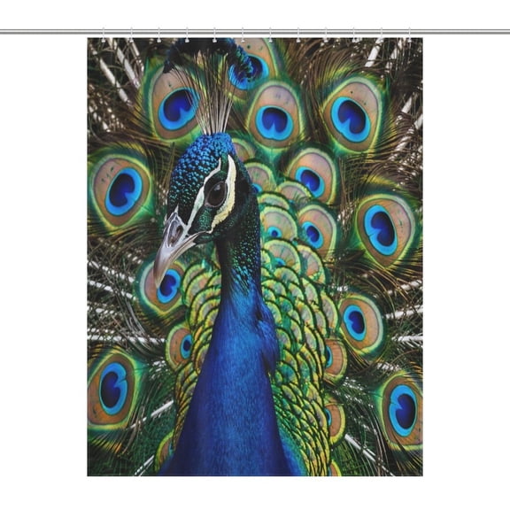 Patifu  Peacock Feather Closeup Modern  Bathroom Shower Curtain, Waterproof and Mildew-proof, Thickened Wet and Dry Separate Shower Curtain,