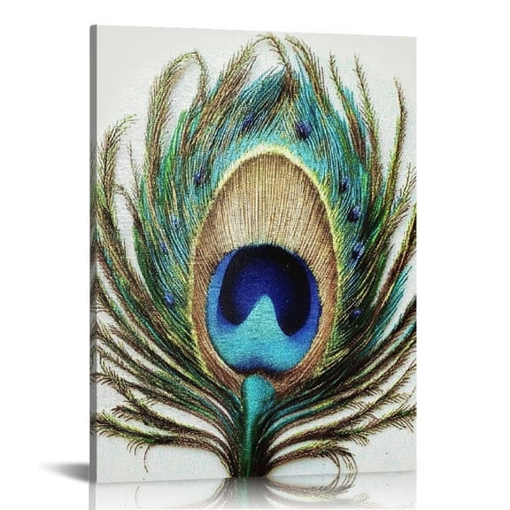 Patifu Peacock Feathers Canvas Print Wall Art for Living Room Bedroom Home Office Decor 16x20 in