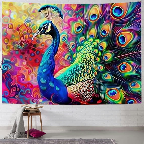 Patifu Peacock Feathers Tapestry Wall Hanging Unique Style for Home Decor Art Living Room Bedroom Apartment Farmhouse Dorm 40x60inch