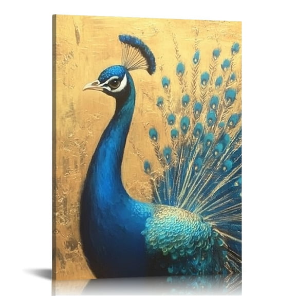 Patifu Peacock Feathers Wall Decor Canvas Art Print for Living Room Bedroom Home Office - High Resolution Image, Handmade Quality, Waterproof and Tear Resistant 16x20 in