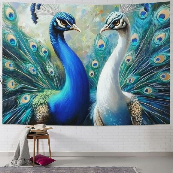 Patifu Peacocks Feathers Tapestry Wall Hanging Unique Style Graphic Tapestries for Home Decor in Living Room Bedroom Apartment Farmhouse Dorm 50x40inch