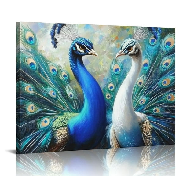 Patifu Peacocks Feathers Wall Art Living Room Bedroom Home Decor 20x16in