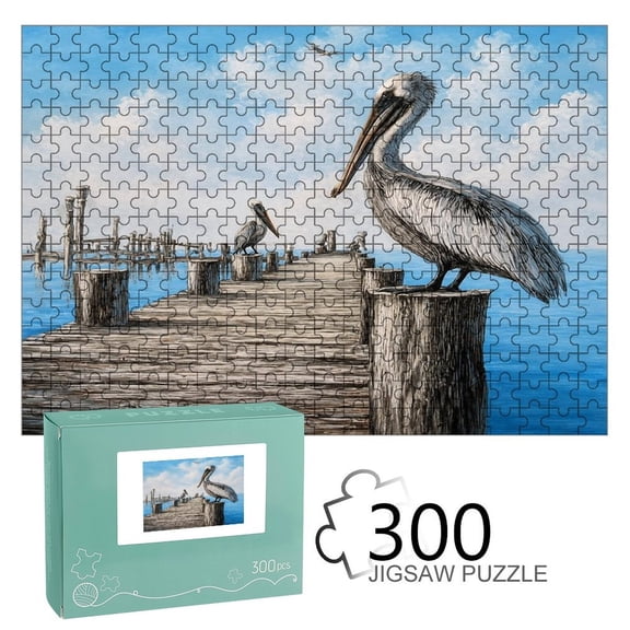 Patifu  Pelicans Dock Wooden Jigsaw Puzzle, HD Printed Art Puzzle, Interactive Family Game, Wall Decor for Bedroom Living Room, Educational, Fun Gift for Adults and Family