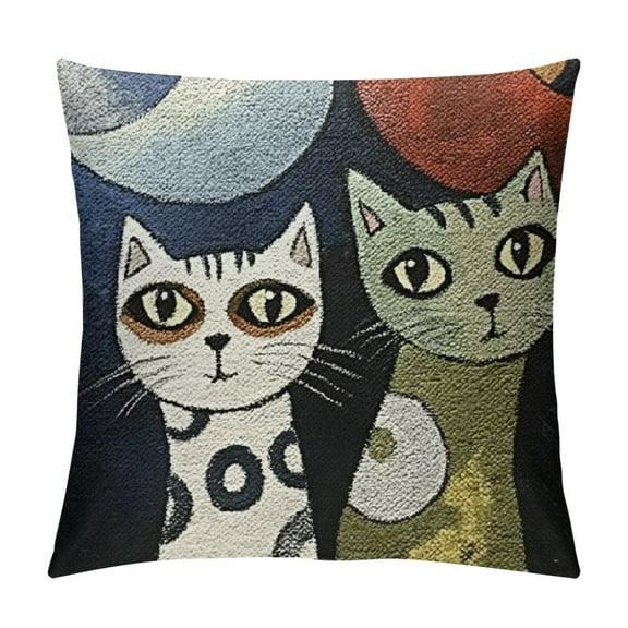 Patifu Picasso Cat Pillow Cover | Dark Gray Cat Pillows | Cute Cat Pillow | Abstract Cat Cushion | Cat Face on Pillow | Kitty Pillows | Cat Lover Gift | Hand Embroidered Wool Size  12x12in