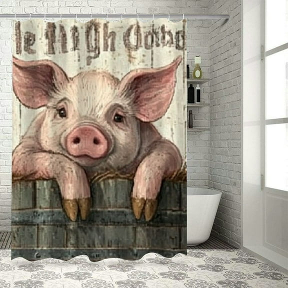 Patifu Pig Home Bathtubs Bathroom Curtain Decoration Shower Curtain with Hooks 36"x72