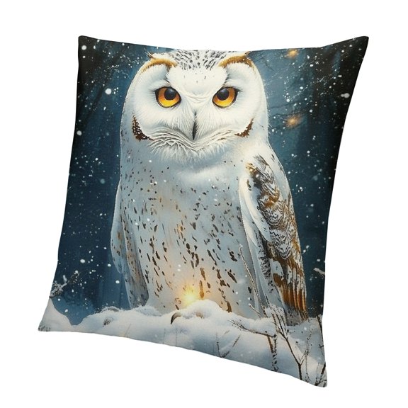Patifu Pillow Cover, Winter Snowflakes Pine Trees Throw Pillow Cover For Kids Girls Boys, Jungle Wild Animal Reversible Cushion Cover For Sofa, Bird Wildlife Owl Decorative Pillow Cover 12x12in