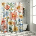 thumbnail image 1 of Patifu Pillow Flowers Watercolor Shower Curtain Set with Hooks 60"x72, 1 of 7