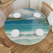 Patifu Pineapple Beach Ocean Round Tablecloth 100% Polyester for Indoor Outdoor Dining Weddings Parties 31"-35