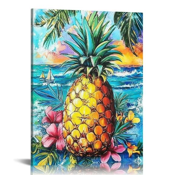 Patifu Pineapple Wall Art Canvas Home Office Living Room Decor 16x20 in