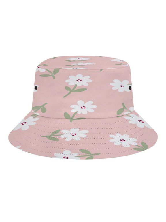 Pink Daisies Bucket Hat, Soft, Printed, Packable Fisherman Sun Hat for Beach Travel Hiking Vacation, Sun Hat for Women Men,
