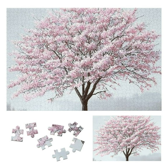 Patifu Pink Flowers Wooden Jigsaw Puzzle Horizontal Style Gift for Family and Friends 500 Pieces 1000 PCS