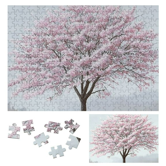 Patifu Pink Flowers Wooden Jigsaw Puzzle Horizontal Style Gift for Family and Friends 500 Pieces 300 PCS