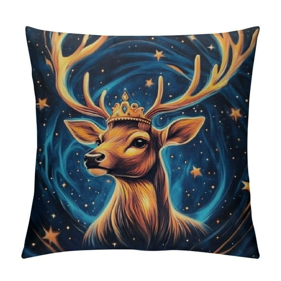 Patifu Printed Sika Deer Throw Pillow Covers Pillow Case Cushion Decorative Super Soft  for Sofa Couch Bed  12x12in