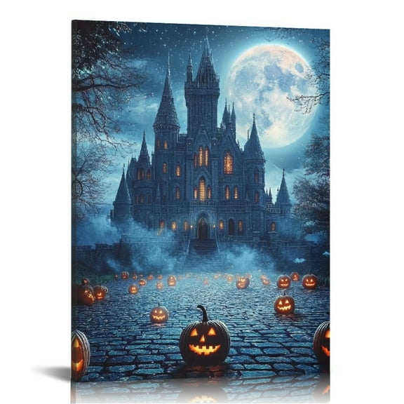 Patifu Pumpkins Full Moon Halloween Canvas Wall Decor 16x20 12x16 in
