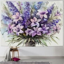 Patifu Purple Flowers Tapestry Wall Hanging Unique Style Graphic Tapestries Home Wall Decor Art for Living Room Bedroom Apartment Farmhouse Dorm 40x30inch