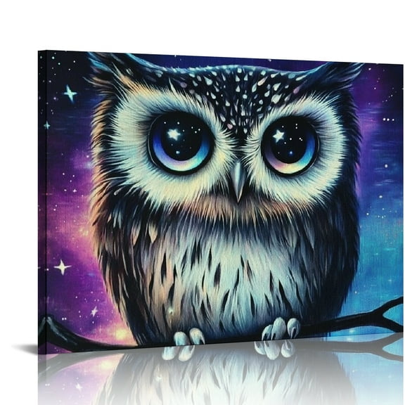 Patifu Purple Owl Wall Art Canvas Prints Personalized Picture to Canvas Wall Art Modern Artwork Ready to Hang Wall Paintings  for Home Decoration  20x16in