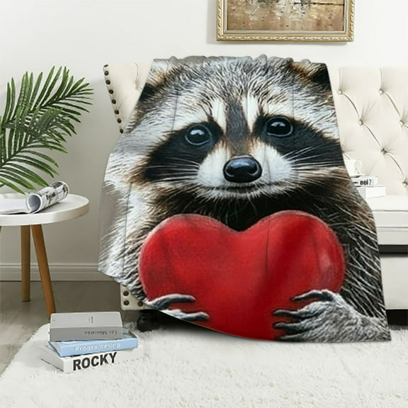 Patifu Raccoon Blanket Soft Cozy Raccoon Animal Throw Blanket Gift for Women Girls Super Plush Warm Trash Panda Stuff Lightweight Flannel Gift Blankets for Kids Adults 60x80in