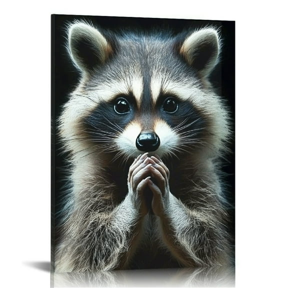 Patifu Raccoon Furry Art Canvas Print for Living Room, Bedroom, and Home Office Wall Decor 16x20 in