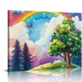 thumbnail image 1 of Patifu Rainbow Trees Colorful Clouds Canvas Wall Art Decor 24x36 16x12in, 1 of 6
