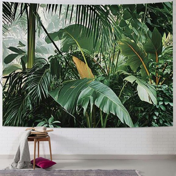 Patifu Rainforest Tapestry, Tropical Rainforest Preservation Humidity Palm Tree Wild Environment Misty Nature, Wide Wall Hanging for Bedroom Living Room Dorm, 40x30inch