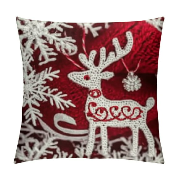 Patifu  Red Christmas Throw Pillow Covers 18x18 Set of 4 Christmas Decoration Trees Deer Snowman Merry Christmas Decorative Holiday Farmhouse Pillow Covers for Holiday Christmas Decoration 12x12in