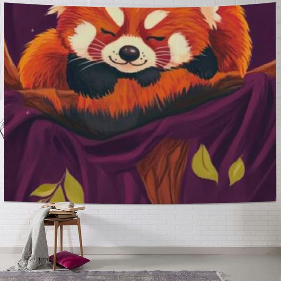 Patifu Red Panda Bear Tapestry Wall Hanging Unique Style Graphic Tapestries Home Wall Decor Art for Living Room Bedroom Apartment Farmhouse Dorm 60x50inch
